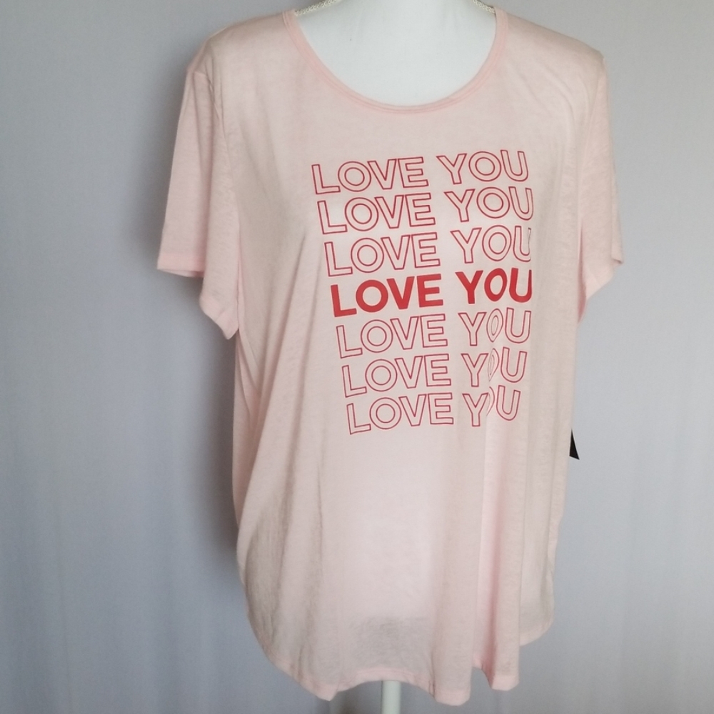 Women's Plus Size 2X Graphic Top Split Back Barbiecore Burnout Semi Sheer Pink